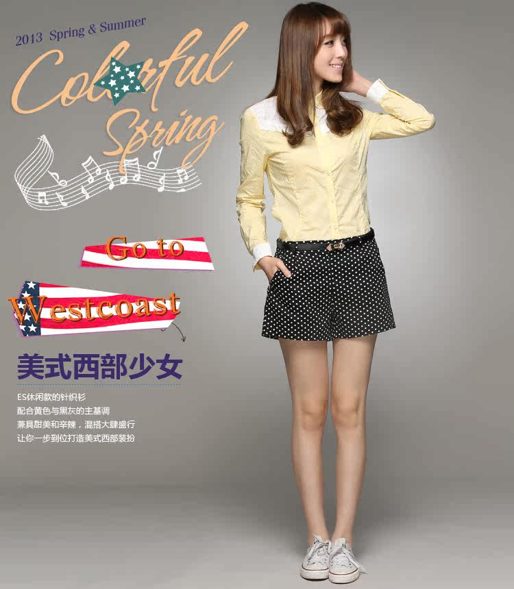 限时3折 <em>艾格</em> <em>ES</em> 春季 <em>波点</em>印花褶锏<em>短裤</em>1303