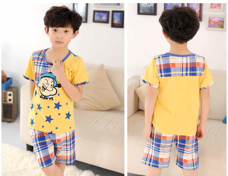 Aladou/阿拉兜 纯棉儿童睡衣 <em>小男孩</em>夏季<em>短袖短</em>