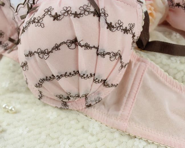 <em>田园碎花刺绣</em>少女唯美<em>文胸</em>套装内衣内裤<em>胸罩</em>乳