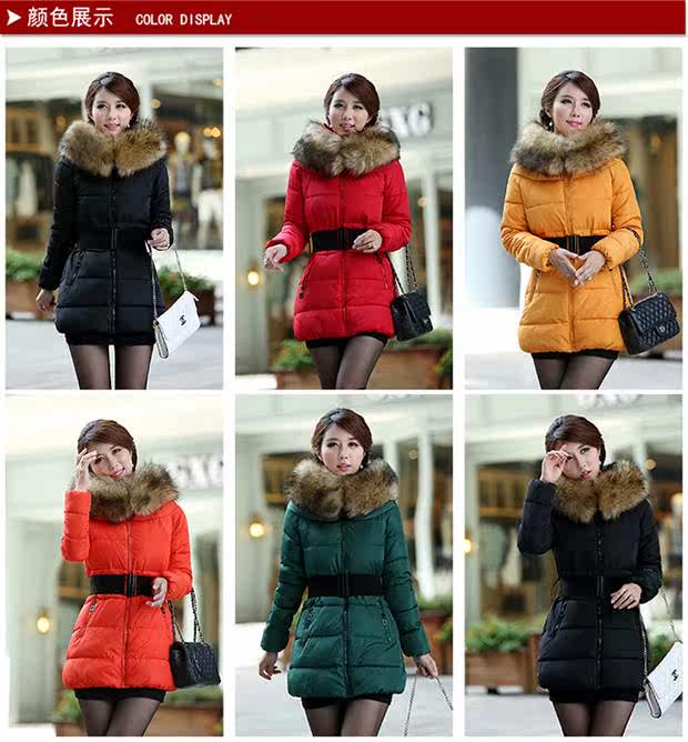 <em>30岁女装</em>冬装<em>外套</em>女士棉服<em>中长款</em> 毛领腰带收