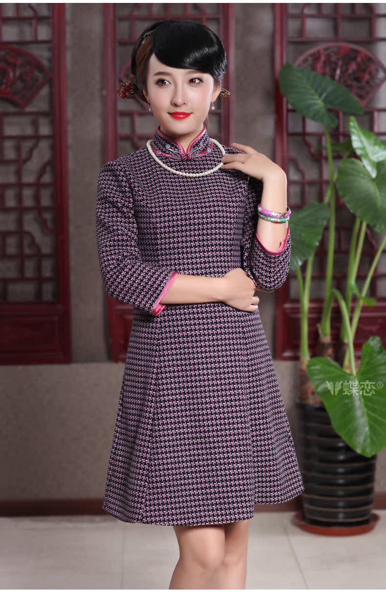 Butterfly Lovers 2015 Autumn New) chidori grid style qipao improved dresses retro temperament Tang dynasty qipao 49108 Red chidori grid  XL Photo, prices, brand platters! The elections are supplied in the national character of distribution, so action, buy now enjoy more preferential! As soon as possible.
