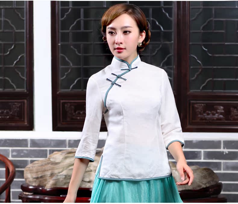Butterfly Lovers 2015 spring new women with improved cheongsam shirt cotton Ma China wind, Chinese T-shirt 45,056 m White XL pictures, price, brand platters! Elections are good character, the national distribution, so why buy now enjoy more preferential! Health