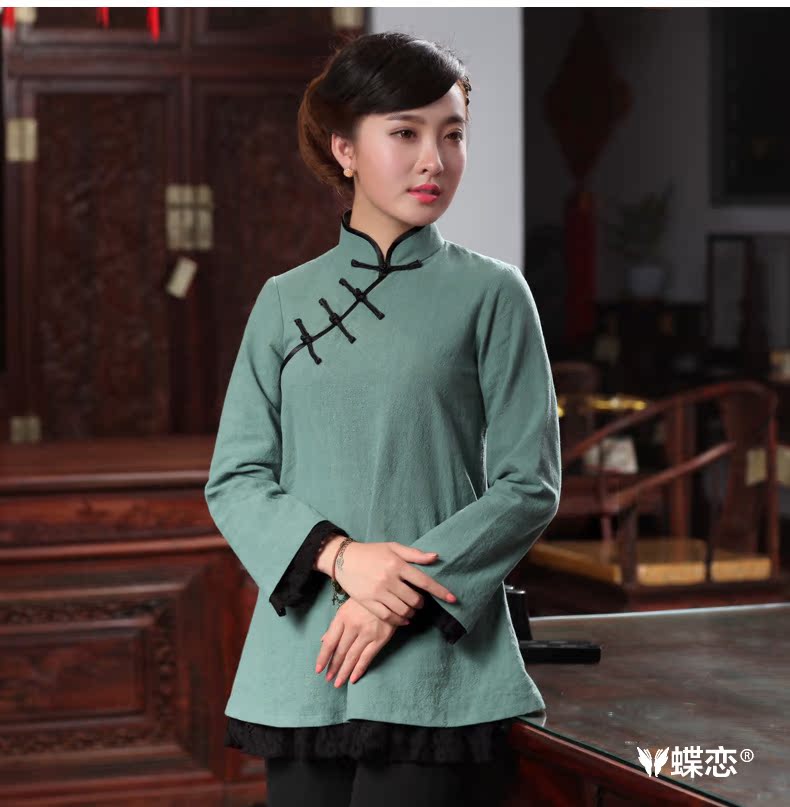 The Butterfly Lovers autumn 2015 new for women improved stylish shirt qipao cotton linen Sau San Tong replacing 48025 T-shirt, Cyan XL Photo, prices, brand platters! The elections are supplied in the national character of distribution, so action, buy now enjoy more preferential! As soon as possible.