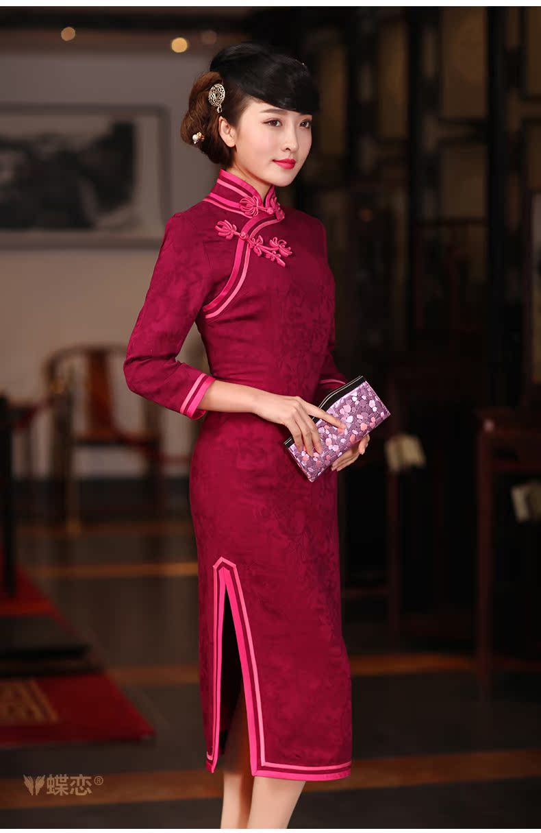 Butterfly Lovers 2015 spring new improved fashion, long cheongsam dress retro long-sleeved daily Chinese qipao of red XXL pictures, price, brand platters! Elections are good character, the national distribution, so why buy now enjoy more preferential! Health