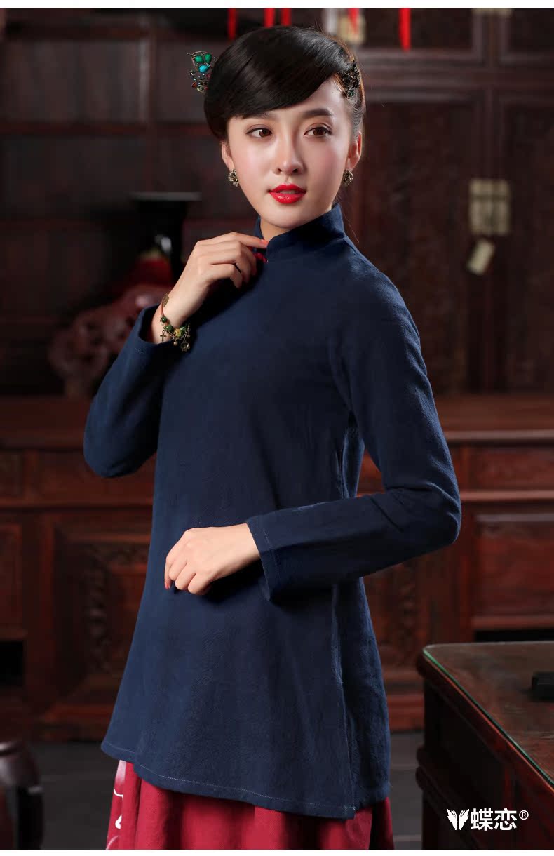 Butterfly Lovers 2015 spring new female Chinese, linen, Chinese T-shirt cotton Ma improved cheongsam shirt 48,021 Tibetan cyan XL pictures, price, brand platters! Elections are good character, the national distribution, so why buy now enjoy more preferential! Health