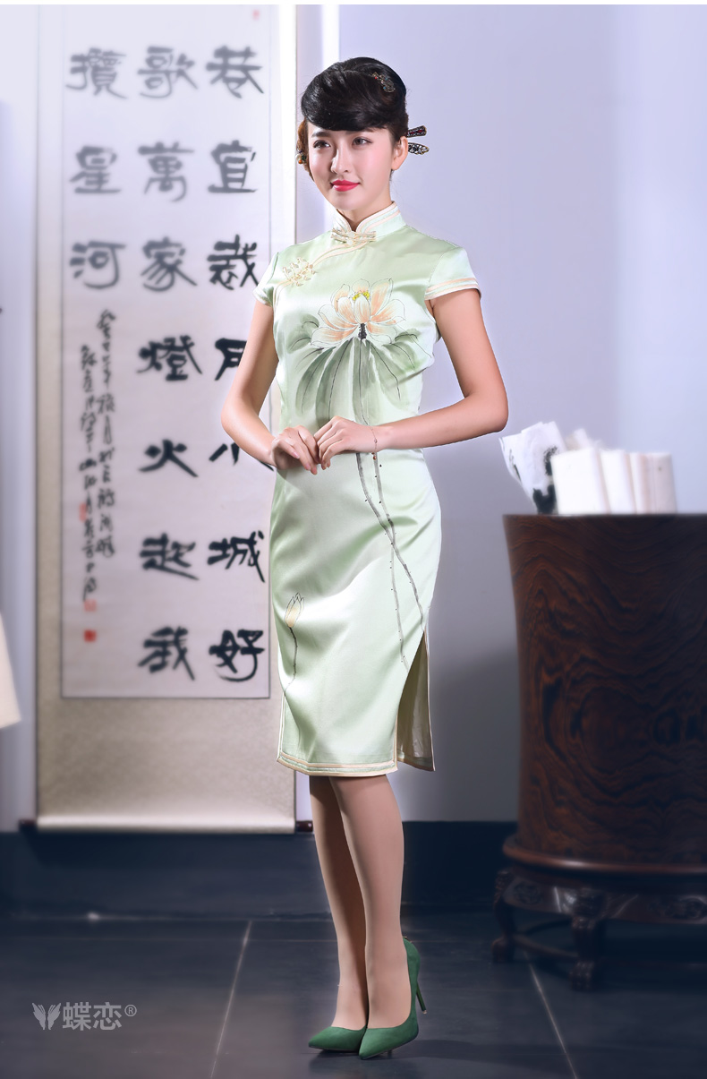 Butterfly Lovers spring 2015 the new, improved retro style dresses hand-painted sauna silk Silk Cheongsam dress 51,288 green XXL pictures, price, brand platters! Elections are good character, the national distribution, so why buy now enjoy more preferential! Health