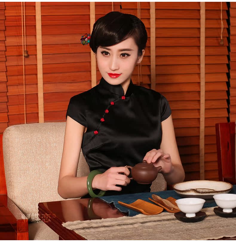 The Butterfly Lovers 2015 Summer new retro silk cheongsam dress stylish improved daily short-sleeved black XL pictures, qipao price, brand platters! The elections are supplied in the national character of distribution, so action, buy now enjoy more preferential! As soon as possible.