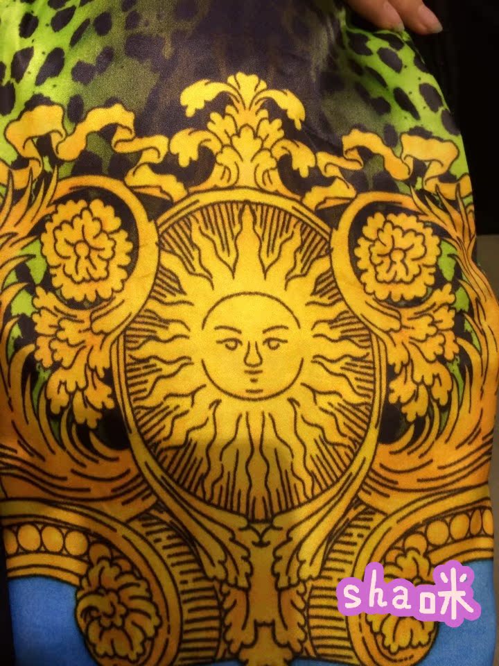 Versac   for   HM Fansi winter new   Suede Two sleeves Leopard Print Sun flower coconut tree zipper loose coat cotton-padded clothes Jacket