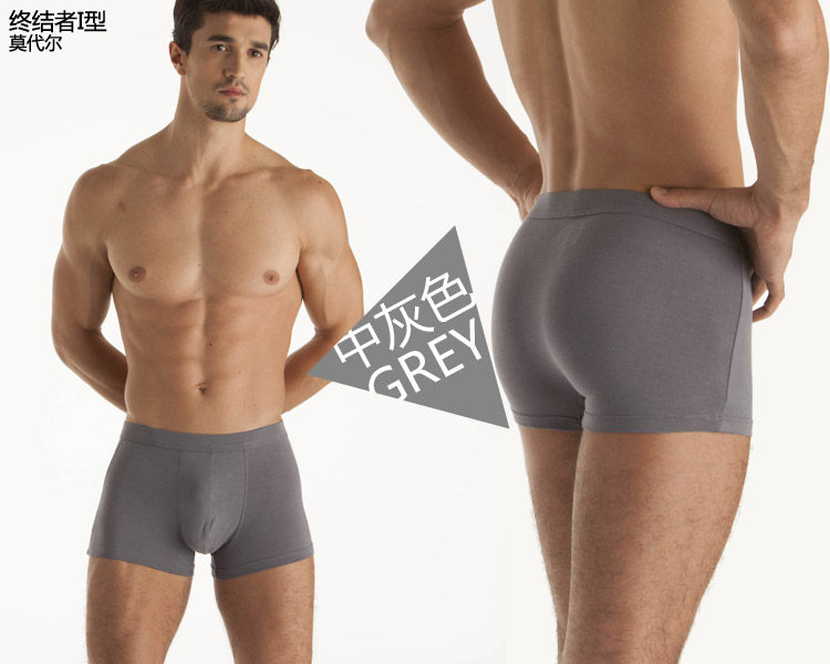 Lemon-tree Mens Solid Modal Sexy Low Waist Breathable U Convex Underwear Boxer Briefs