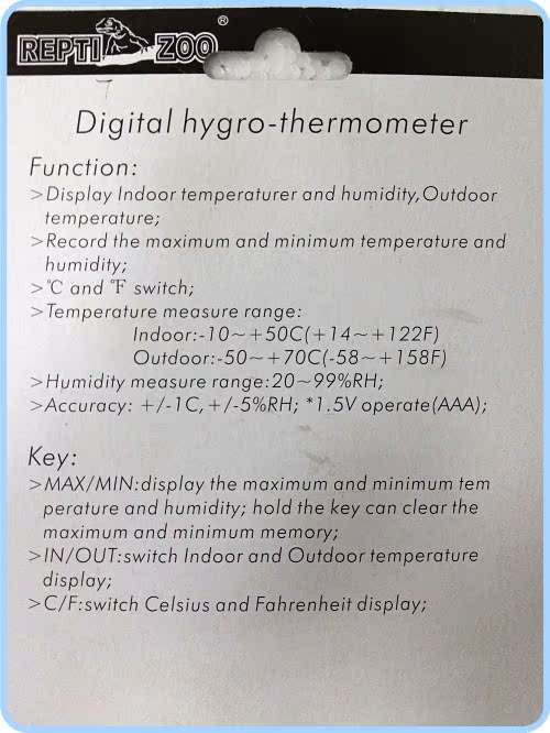 【REPTI-ZOO数显温湿度计精准4探头华氏度摄