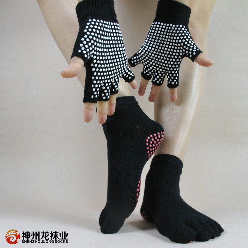 Перчатки для йоги 专业神州龙手套/瑜伽露趾手套五指瑜伽袜/防滑纯棉袜子套装b51 OTHER