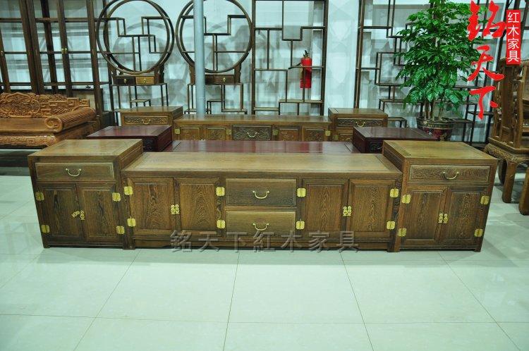【红木家具 鸡翅木电视柜 明式简单 中式现代实