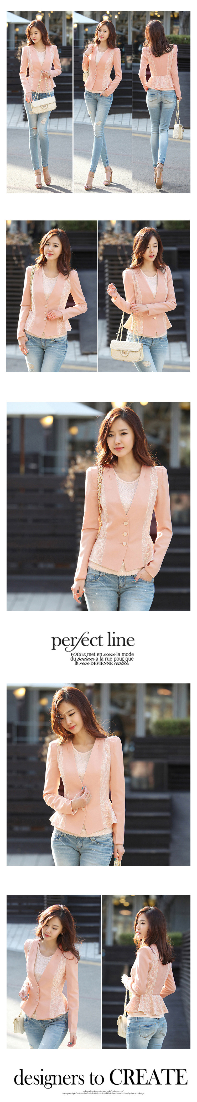 เสื้อสูททำงานแฟชั่นเกาหลี แต่งลูกไม้หรู นำเข้า ไซส์S/M/L : LotusNoss - พรีออเดอร์MI584