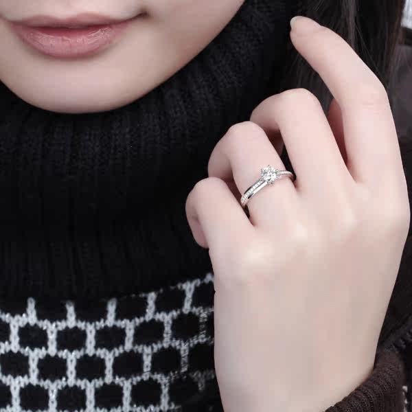 天猫 淘宝商城珂兰<em>钻石</em> 18K白金60分<em>钻石女戒</em>