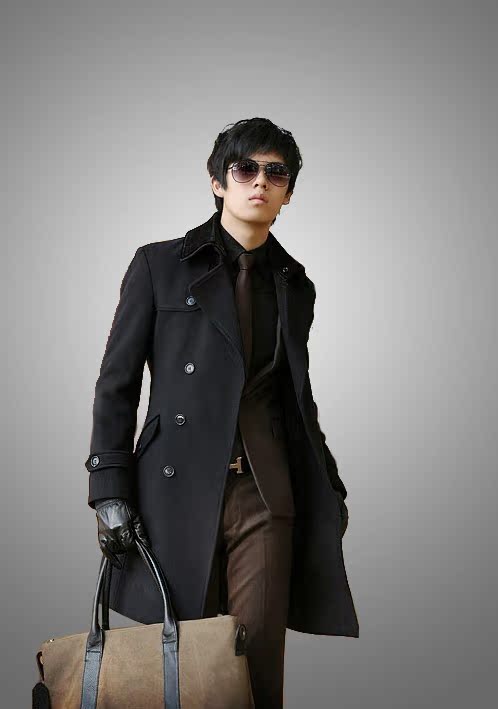 ruipe2013新款男毛呢外套男装冬装加厚羊毛大衣 韩版男士修身风衣