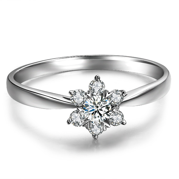 【灿烂的爱情】 白18k金8分钻石戒指