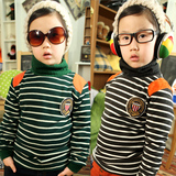 韩版男童加厚高领羊羔绒打底针织衫