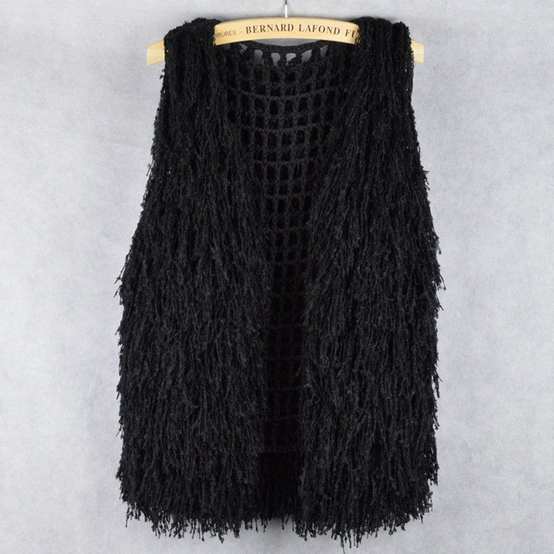 <em>韩版</em>流苏须镂空<em>手织</em>马甲女款<em>毛衣开衫</em>女子中长