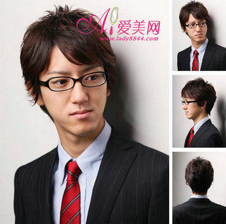 职场帅气男士<em>发型</em>西装男最女生<em>长发纹理烫发型</em>